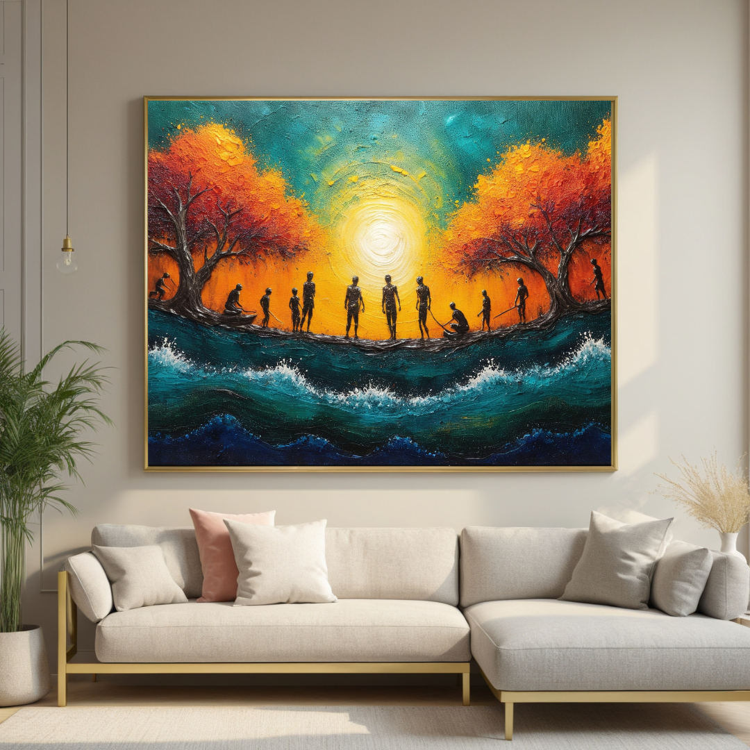 Vibrant Ocean Sunset Wall Art | Textured Canvas
