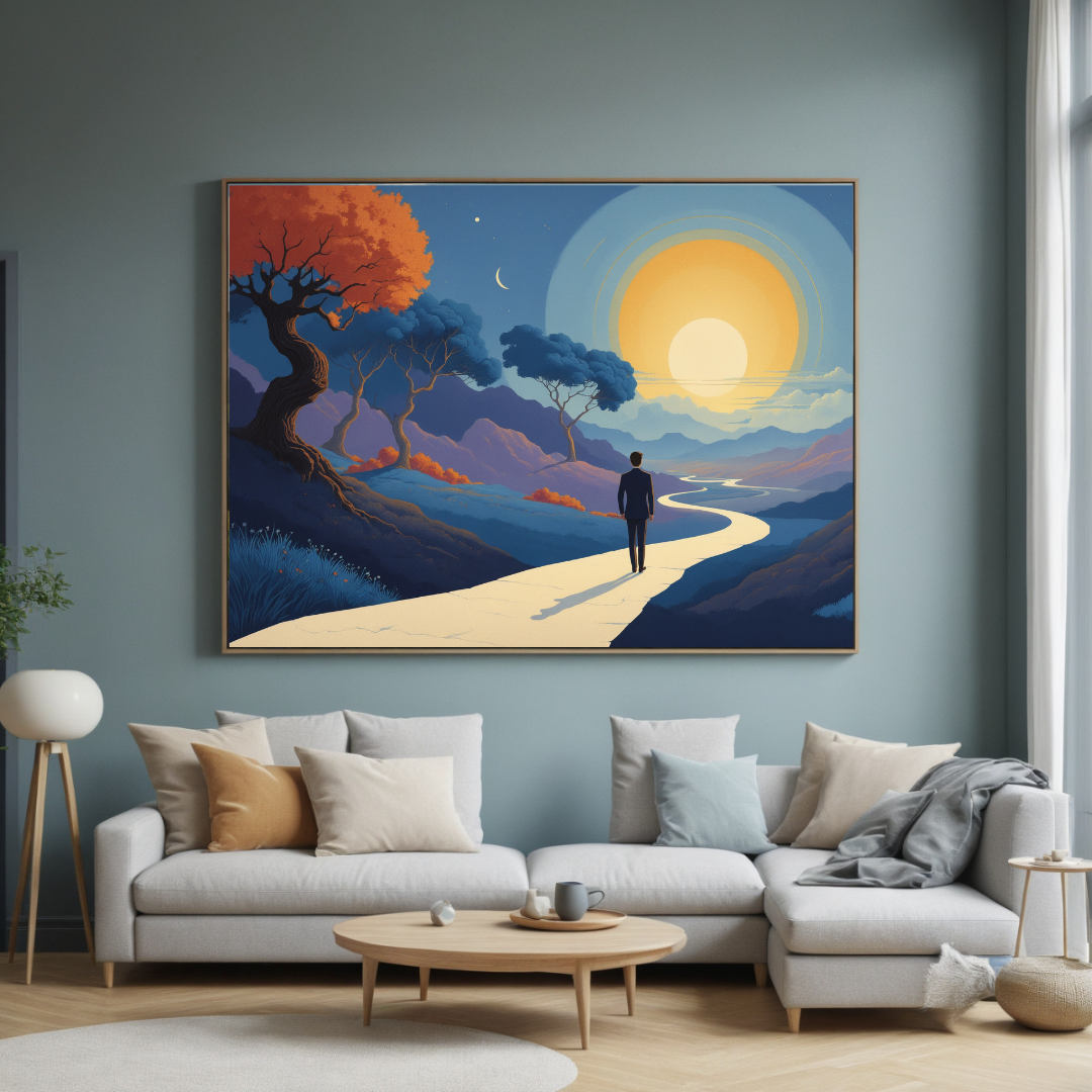 Surreal Boho Landscape Wall Art | Dreamy Sunset Canvas