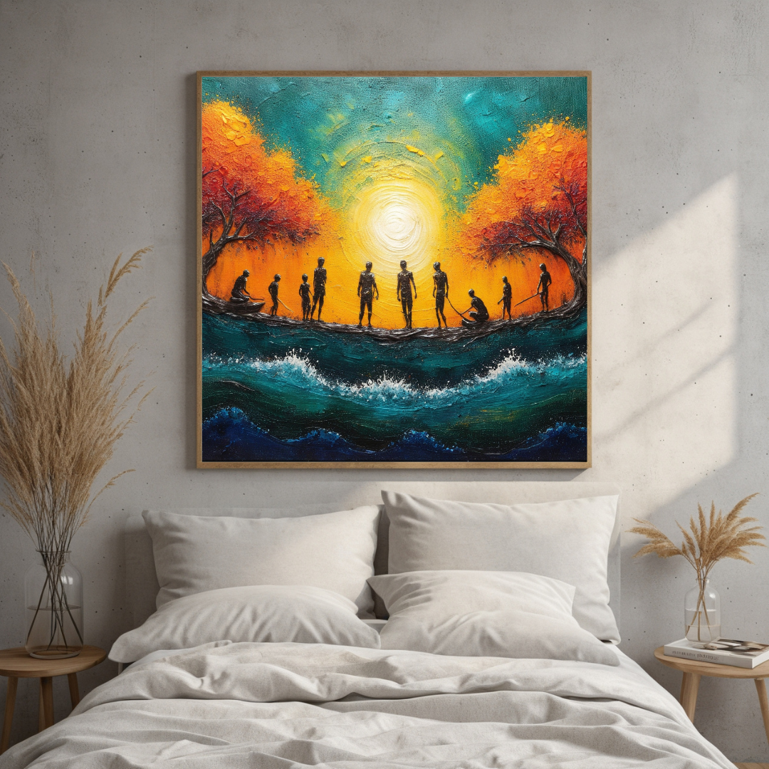 Vibrant Ocean Sunset Wall Art | Textured Canvas