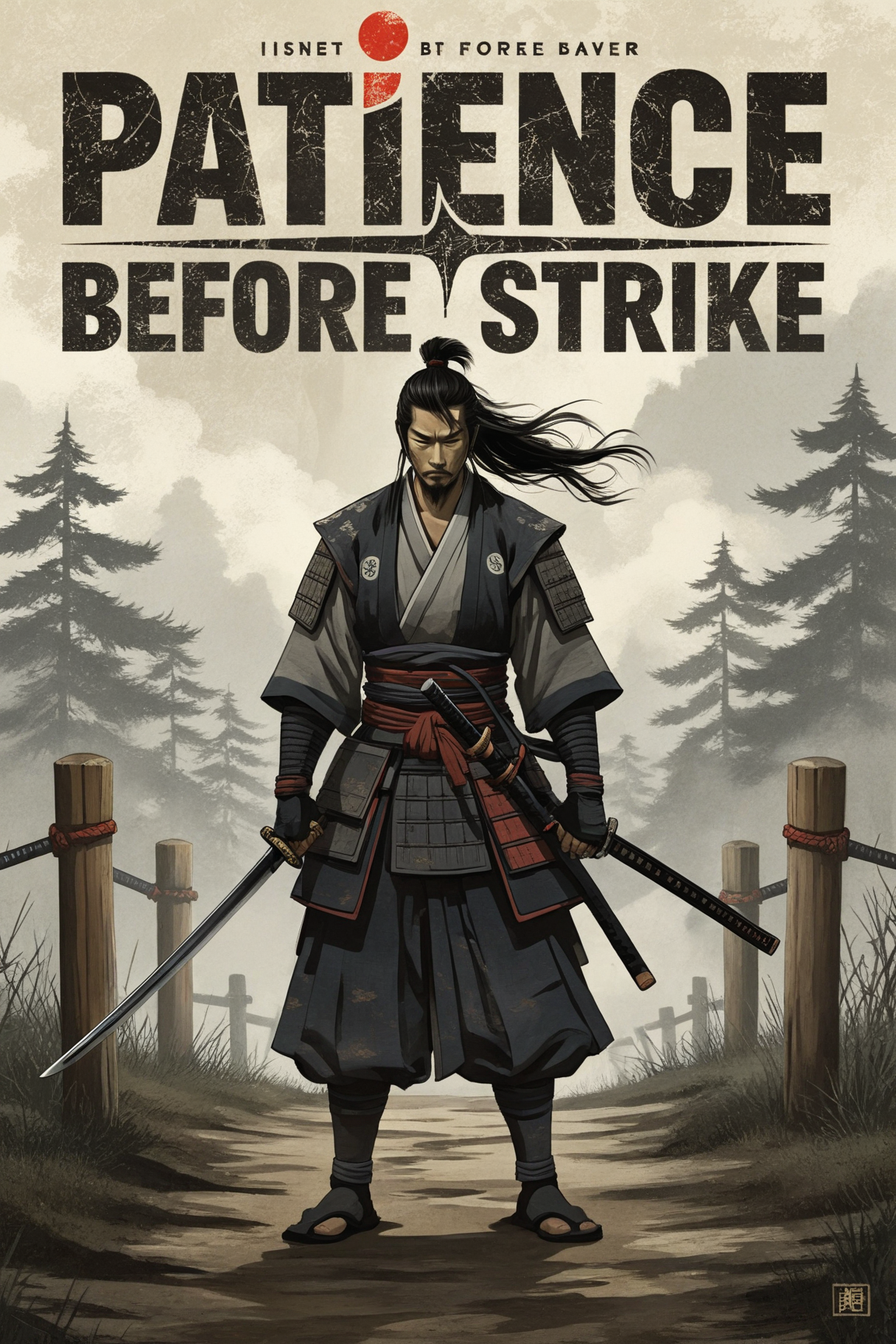“Patience Before Strike – Samurai Warrior Canvas Wall Art”
