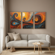 Abstract Galaxy Art | Vibrant Triptych Canvas
