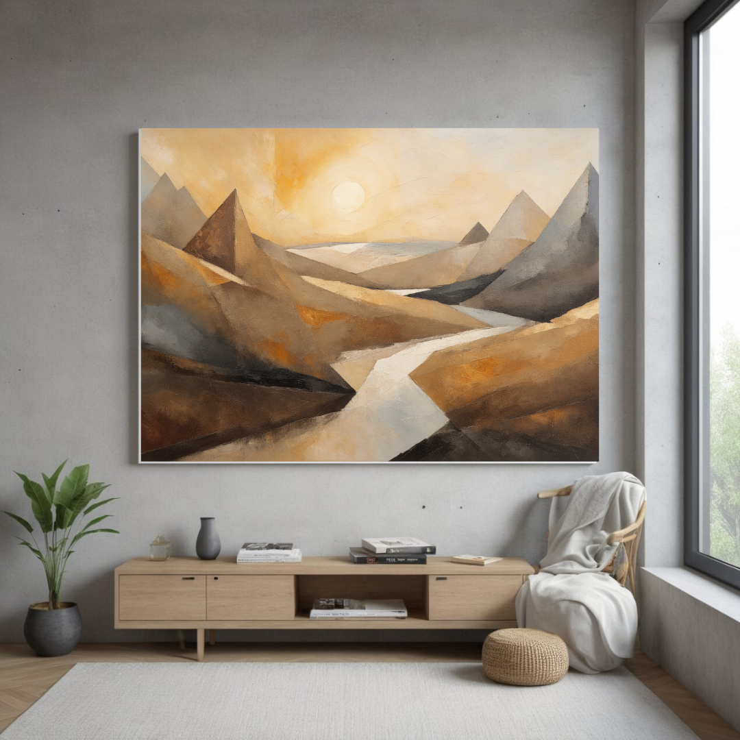 Abstract Mountain Landscape Triptych | Modern Canvas Wall Art Set