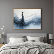 Elegant Lady with Music Wall Art | Navy Gown Silhouette | Artistic Modern Canvas Print