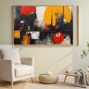 Modern Industrial Cityscape Art | Red, Black & Gold Artwork