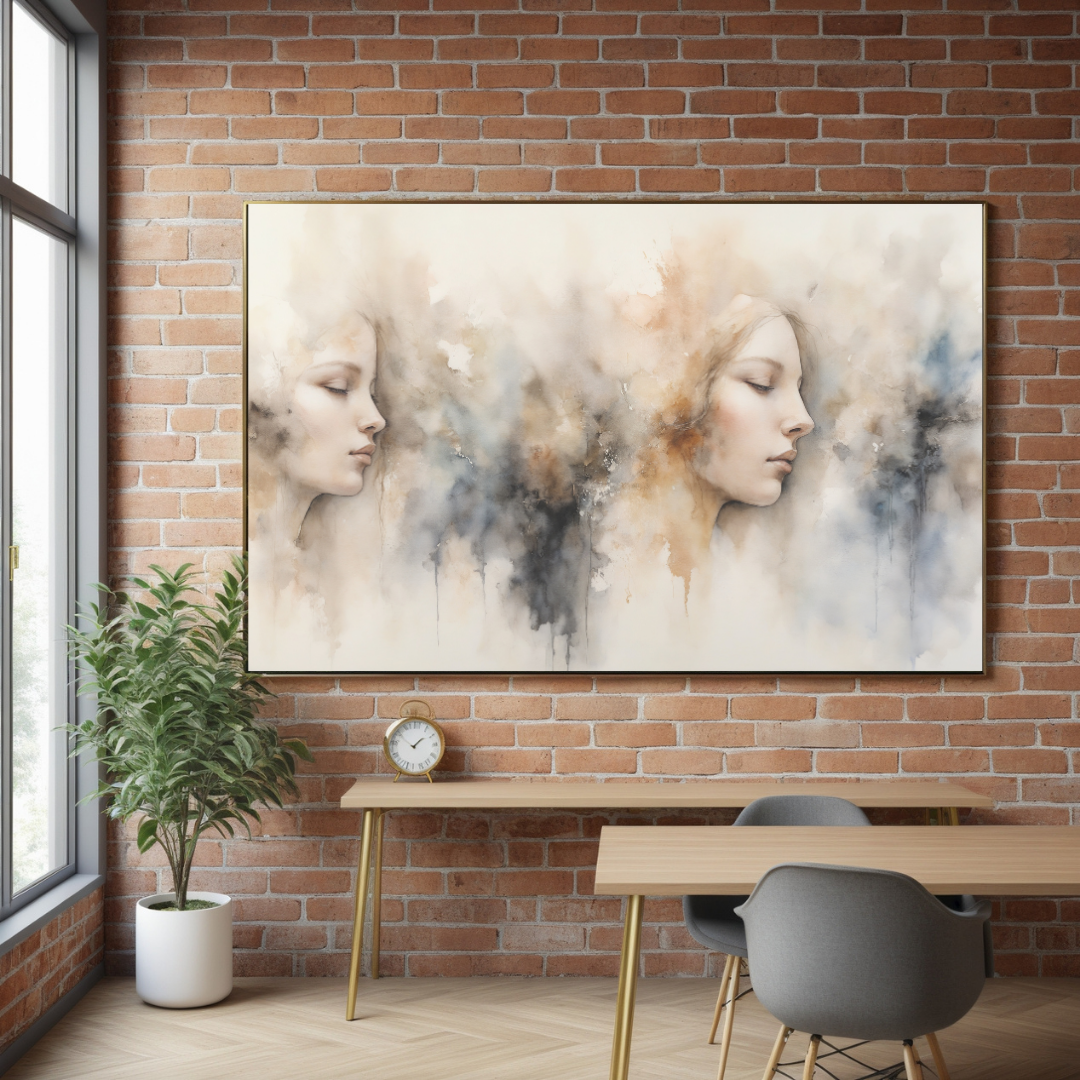 Abstract Feminine Portrait Art | Soft Boho Canvas