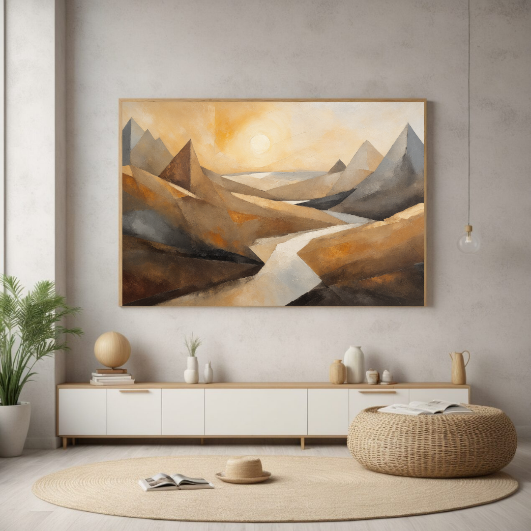 Abstract Mountain Landscape Triptych | Modern Canvas Wall Art Set