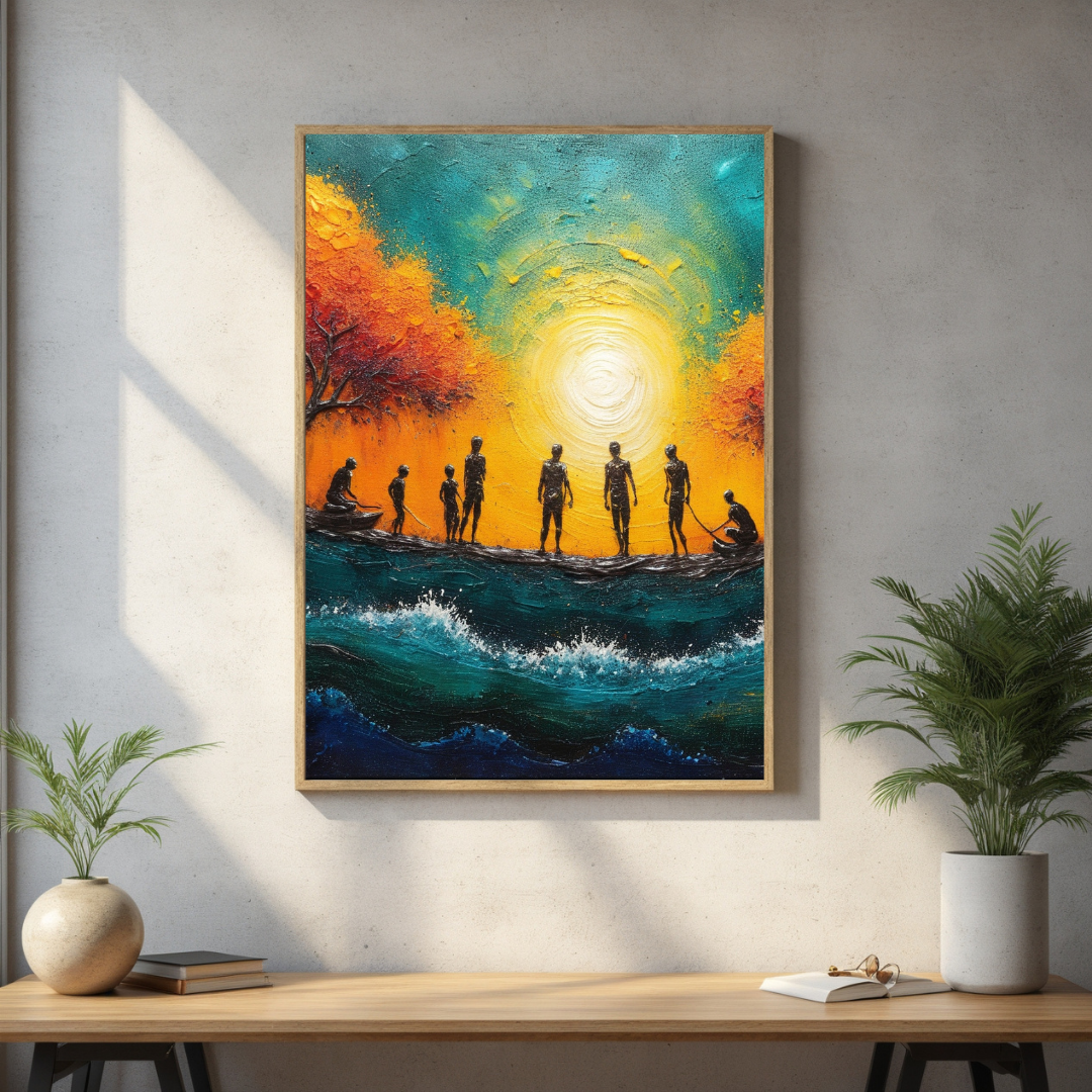 Vibrant Ocean Sunset Wall Art | Textured Canvas