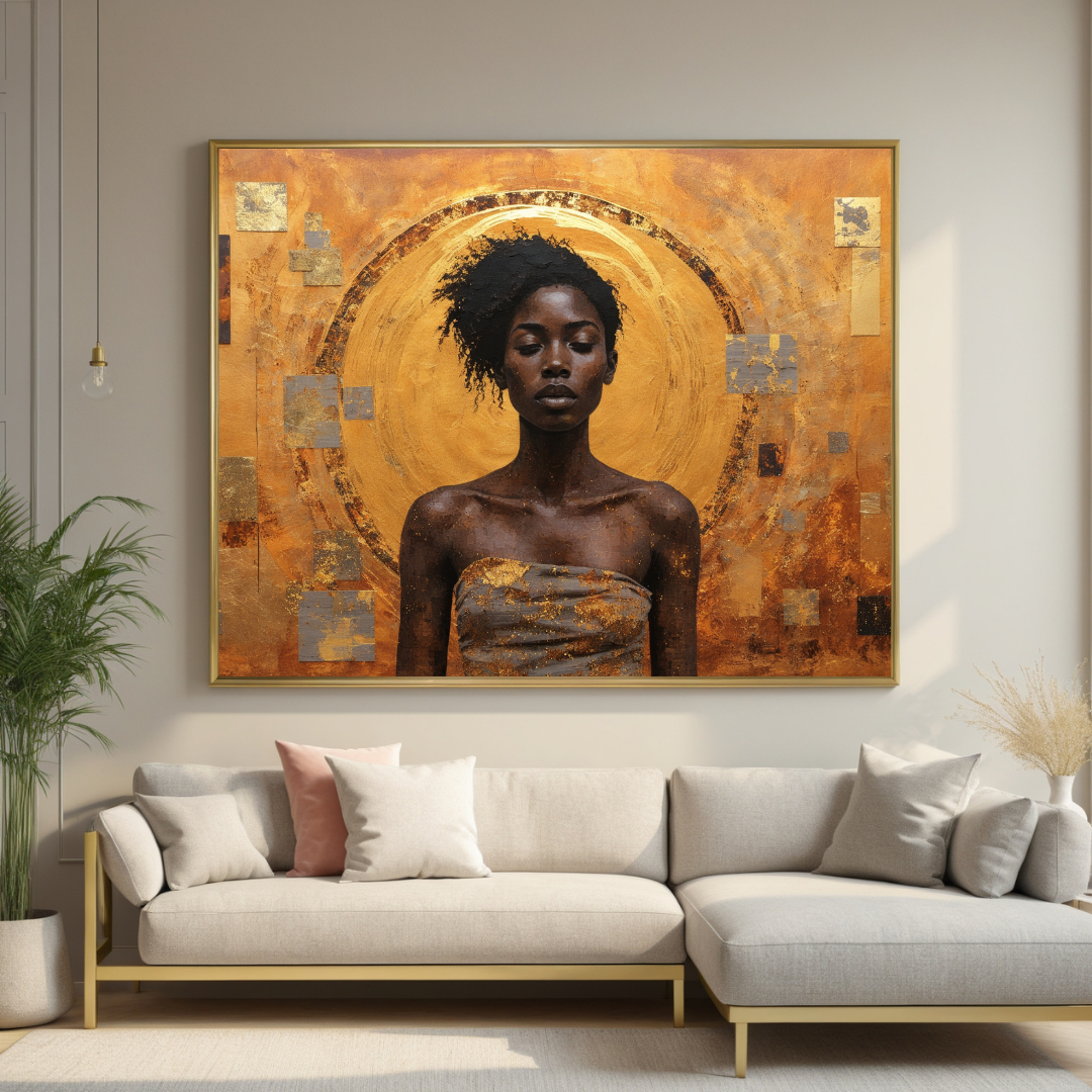 Divine Essence in Gold | Premium Abstract Portrait Wall Decor Art