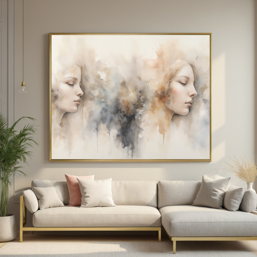 Abstract Feminine Portrait Art | Soft Boho Canvas