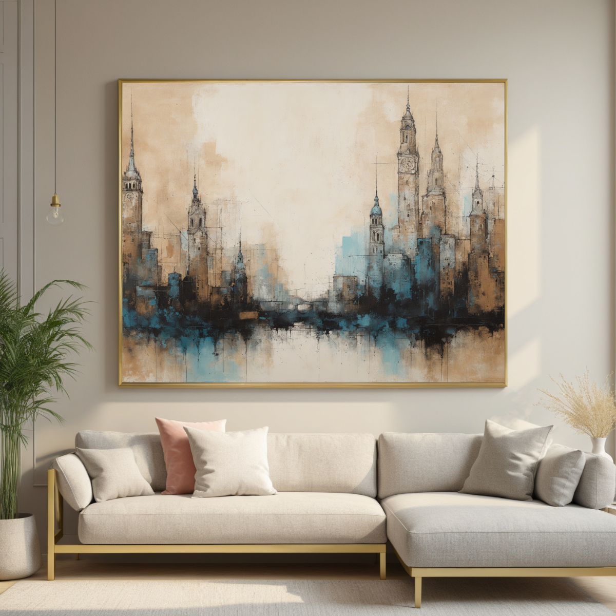 Vintage Architectural Cityscape Print | Abstract Skyline Wall Art | Modern Urban Decor