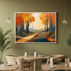 Geometric Autumn Forest Wall Art | Orange & Gold Fall Landscape | Nature-Inspired Canvas