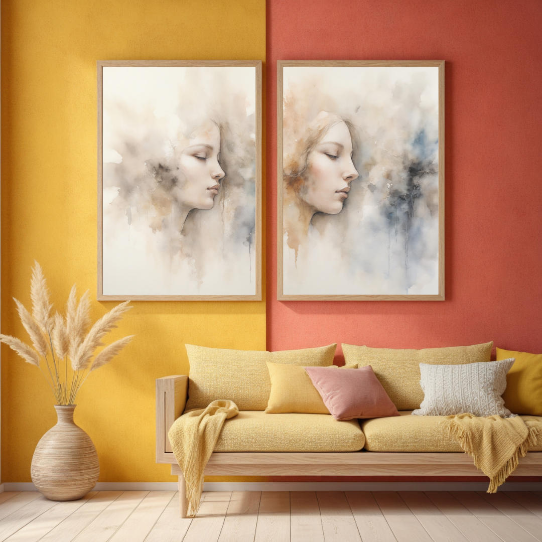 Abstract Feminine Portrait Art | Soft Boho Canvas