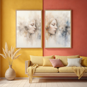 Abstract Feminine Portrait Art | Soft Boho Canvas