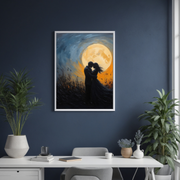 Moonlit Embrace | Romantic Silhouette Wall Art