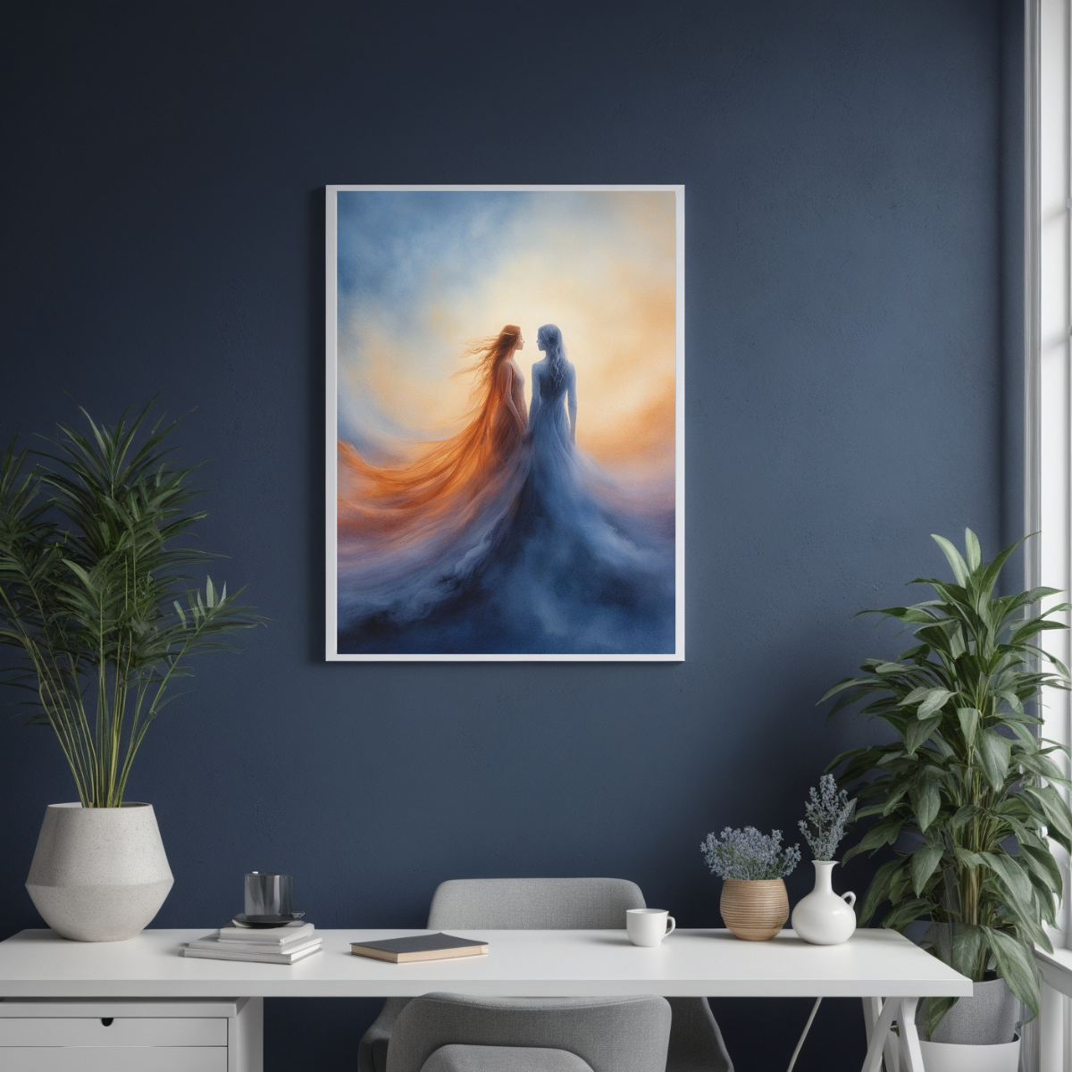 Abstract Dual Soul Wall Art | Emotional Canvas
