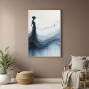 Elegant Lady with Music Wall Art | Navy Gown Silhouette | Artistic Modern Canvas Print
