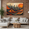 Modern Abstract Cityscape Art | Sunset Skyline & Waves Print | Urban Wall Decor