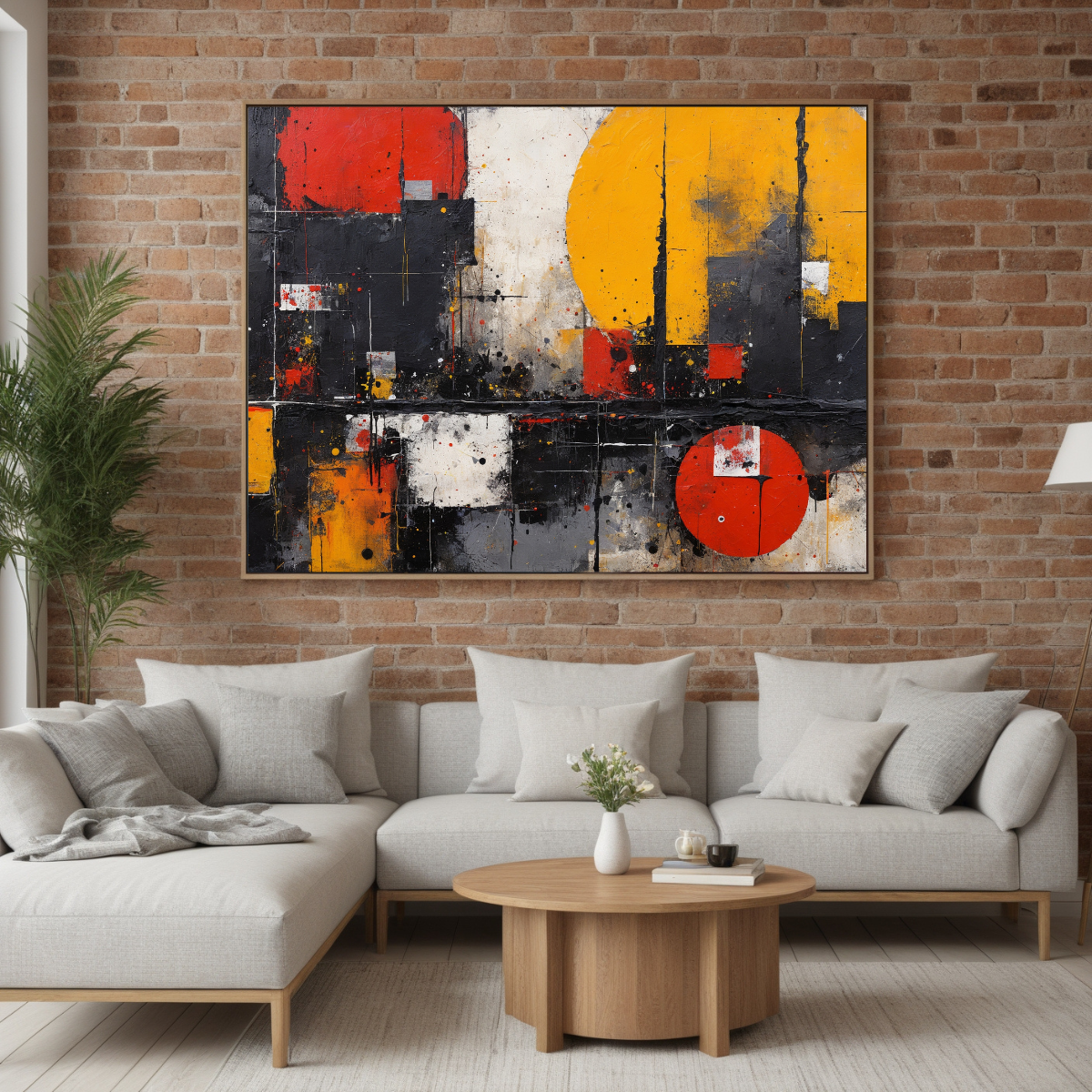 Modern Industrial Cityscape Art | Red, Black & Gold Artwork