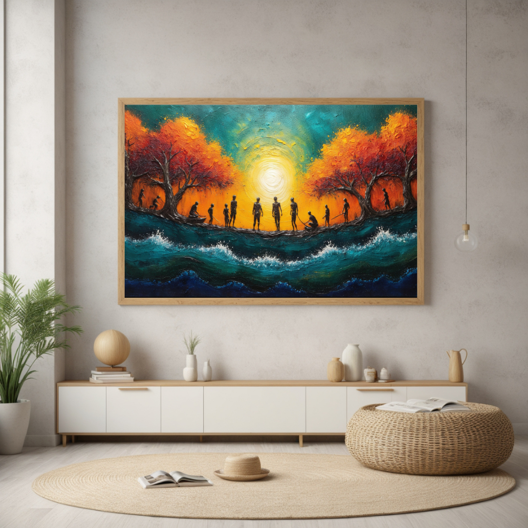 Vibrant Ocean Sunset Wall Art | Textured Canvas