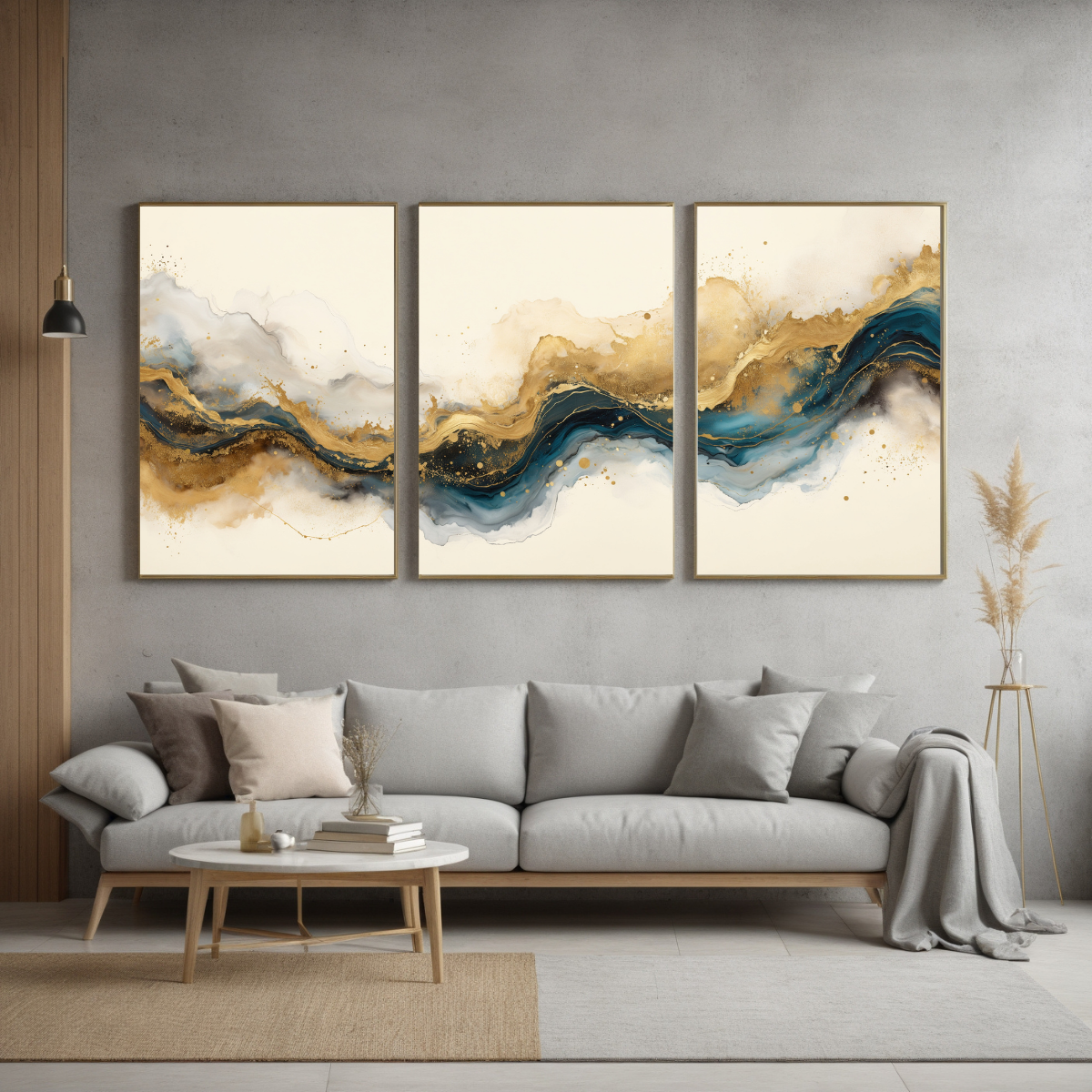 Luxury Abstract Gold & Blue Fluid Art Print