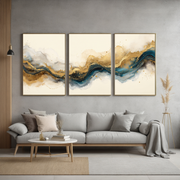 Luxury Abstract Gold & Blue Fluid Art Print