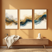 Luxury Abstract Gold & Blue Fluid Art Print