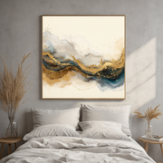 Luxury Abstract Gold & Blue Fluid Art Print