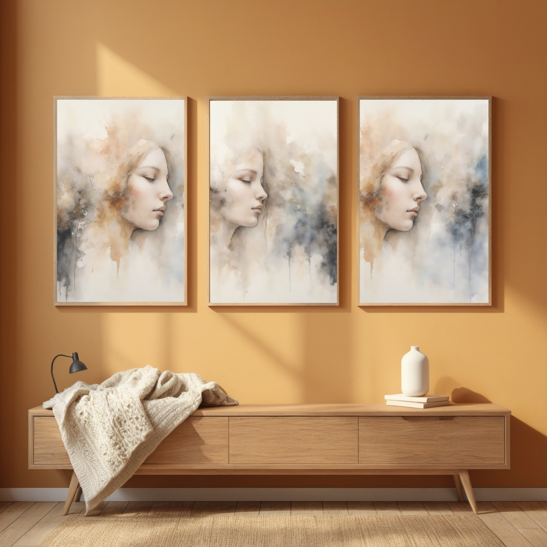 Abstract Feminine Portrait Art | Soft Boho Canvas