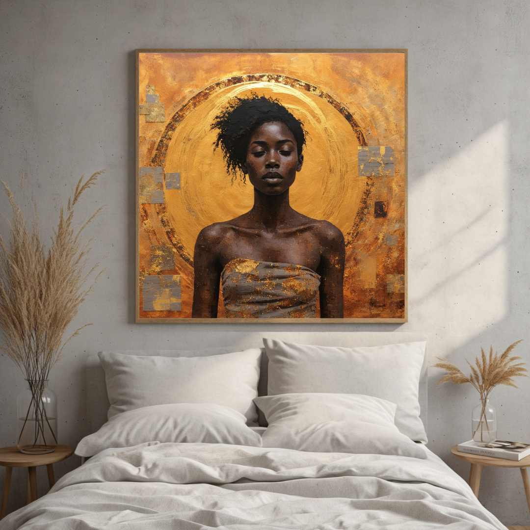 Divine Essence in Gold | Premium Abstract Portrait Wall Decor Art
