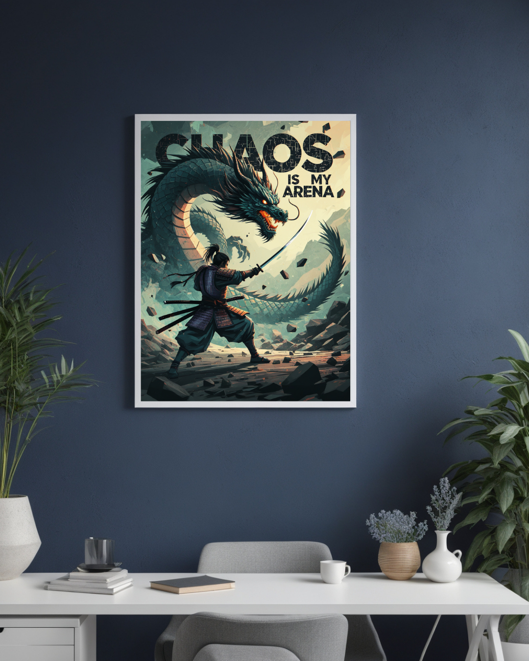 “Chaos Is My Arena – Dragon Warrior Canvas Wall Art”