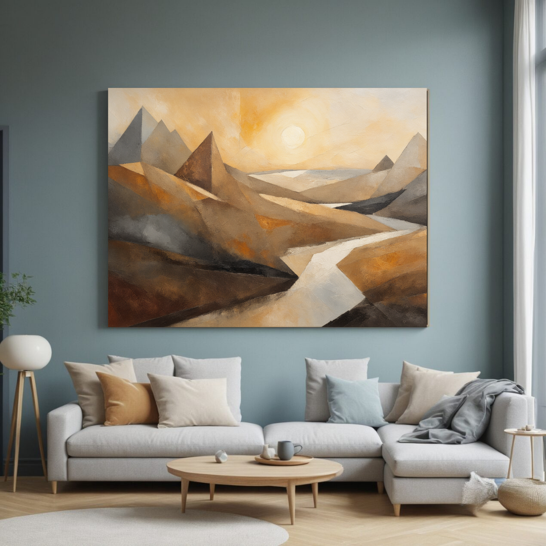 Abstract Mountain Landscape Triptych | Modern Canvas Wall Art Set