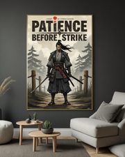 “Patience Before Strike – Samurai Warrior Canvas Wall Art”