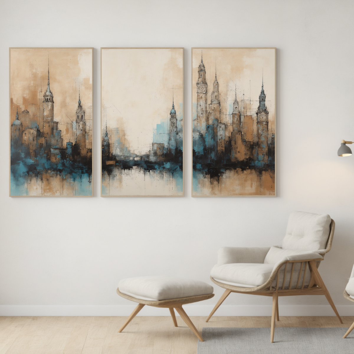 Vintage Architectural Cityscape Print | Abstract Skyline Wall Art | Modern Urban Decor