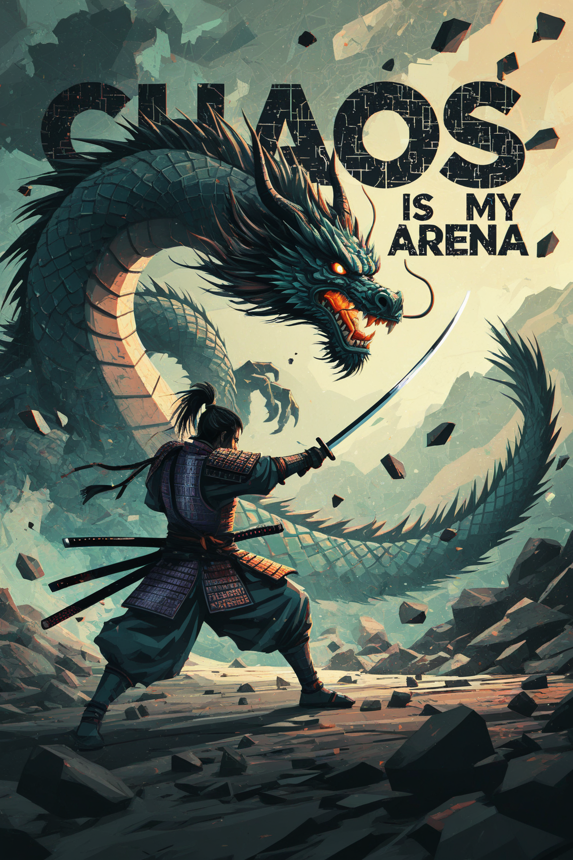 “Chaos Is My Arena – Dragon Warrior Canvas Wall Art”